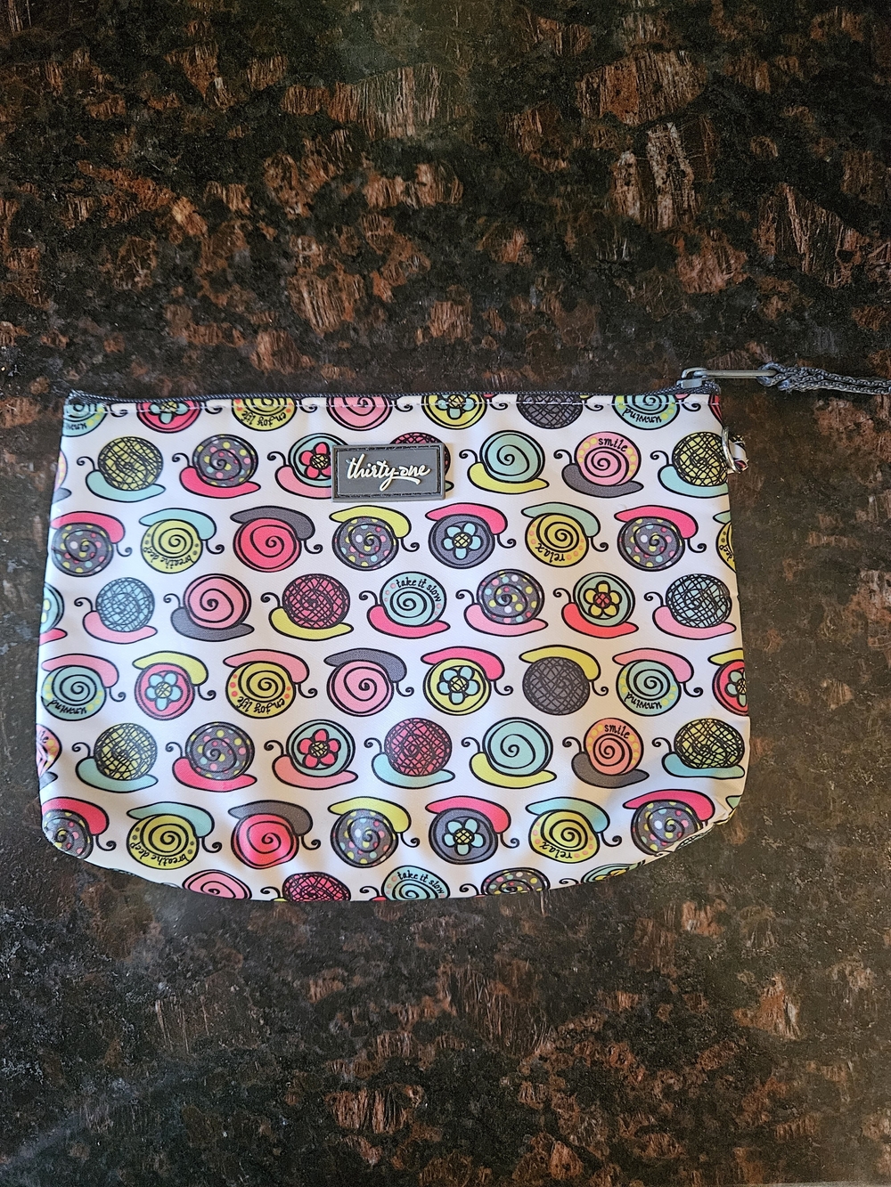 Thirty-One Multicolor Snail Print Insulated Pouch/ Makeup Bag